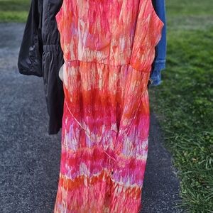Catherines Pink and Orange Maxi Dress